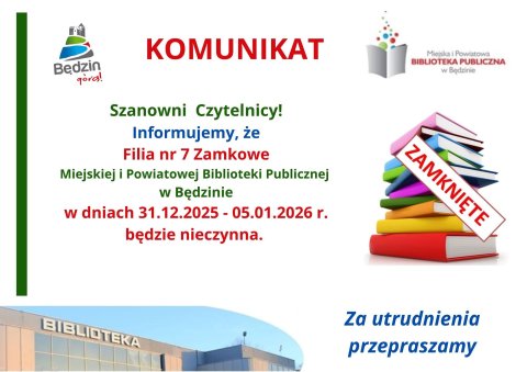 Komunikat dot. pracy Filii nr 7 - Zamkowe