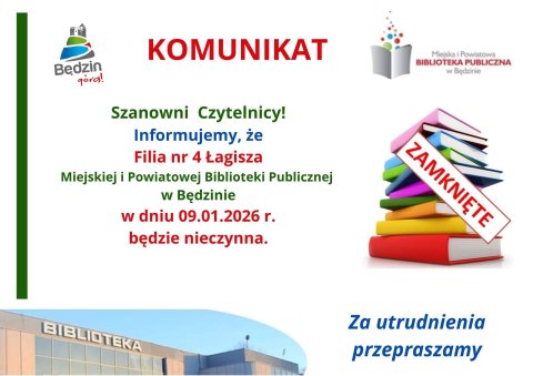 Komunikat dot. pracy Filii nr 4 - Łagisza