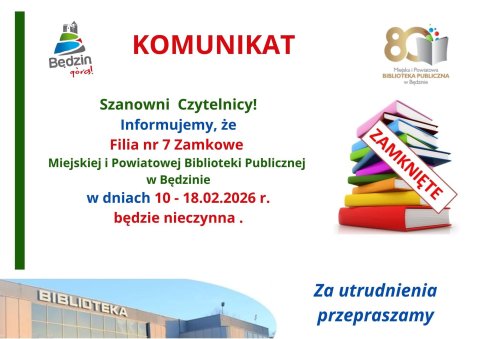 Komunikat dot. pracy Filii nr 7 - Zamkowe