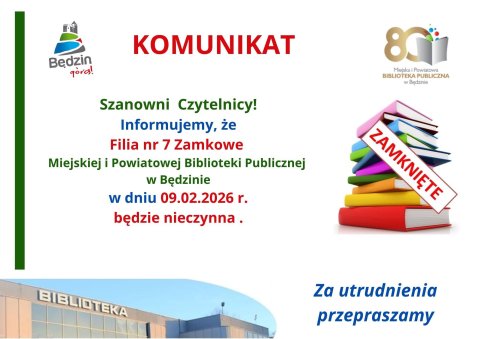 Komunikat dot. pracy Filii nr 7 - Zamkowe